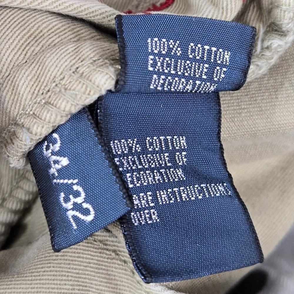 Polo Ralph Lauren Men Pants‎ 34/32 Beige Embroidered Khakis Twill Button Zipper